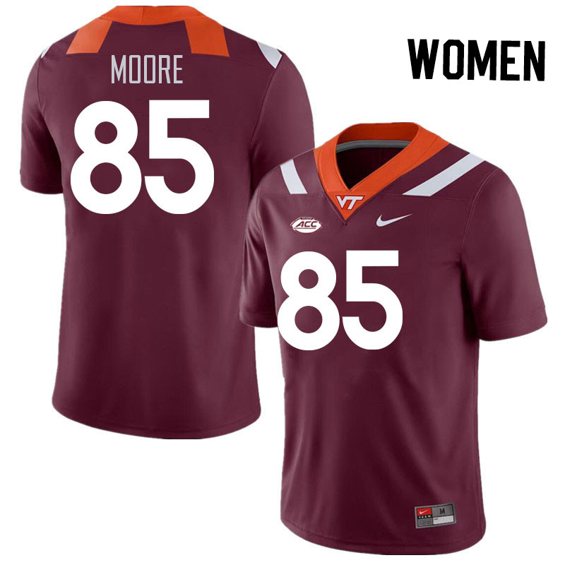 Women #85 Peter Moore Virginia Tech Hokies College Football Jerseys Stitched Sale-Maroon